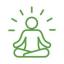 Green icon of a person meditating