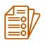 Orange icon of a stack of papers