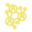 Yellow icon of a social network map
