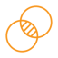 Light orange icon of interlocking circles.